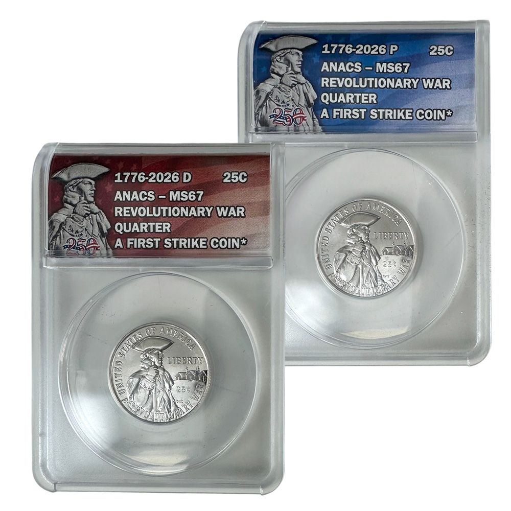 1776-2026 P&D Mint Revolutionary War Quarter Set – MS67 | US Coins