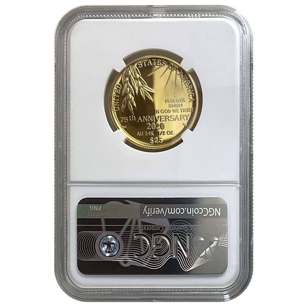 2020-W End of WWII 75th Anniversary $25 Gold Coin – PF70