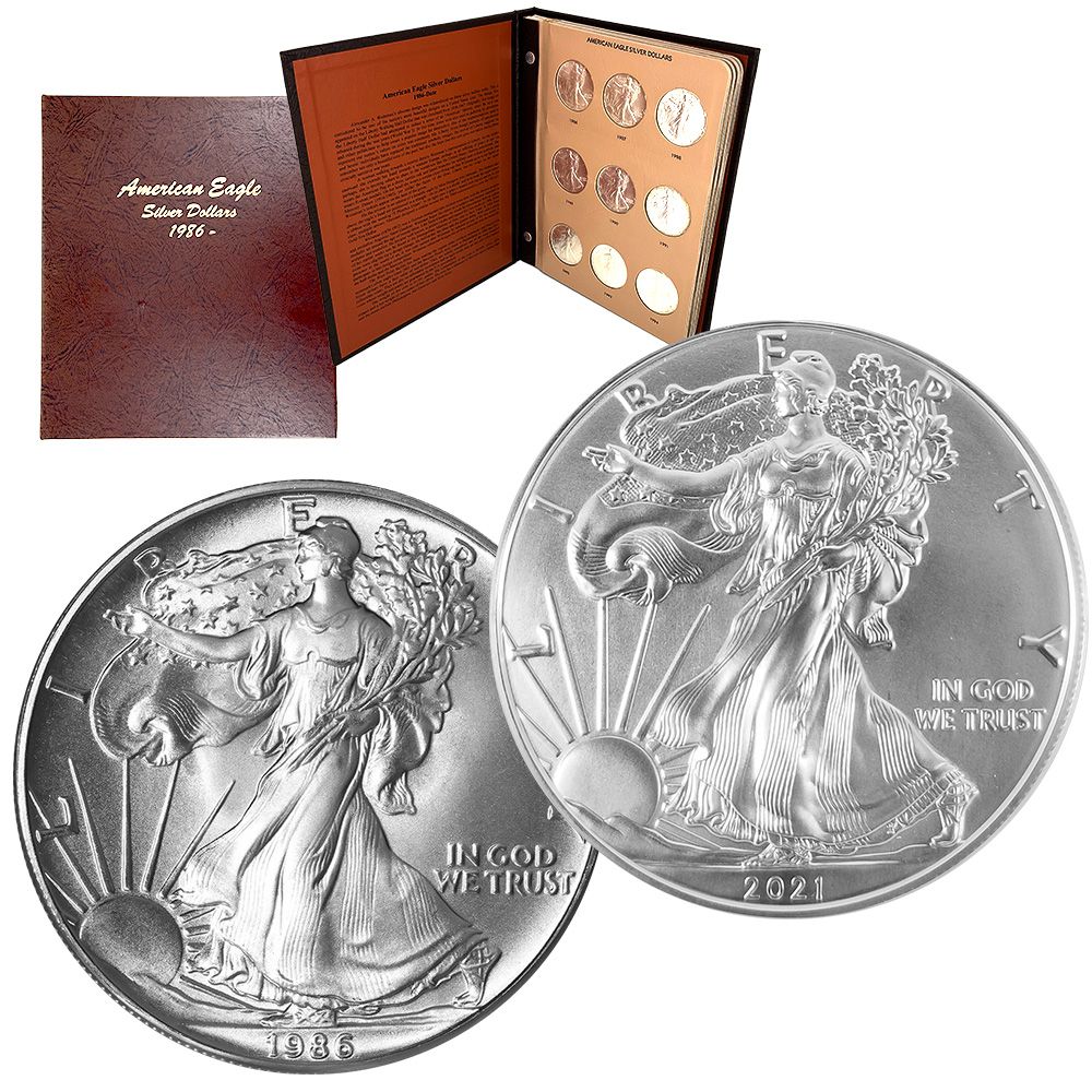1986 – 2021 Complete Type 1 Silver Eagle Date Run Album | US Coins