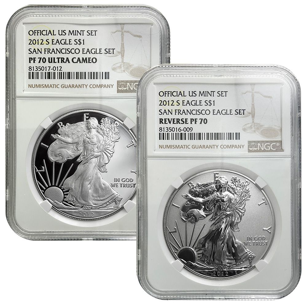 2012-S 75th Anniversary Silver Eagle 2 Coin Set | US Coins