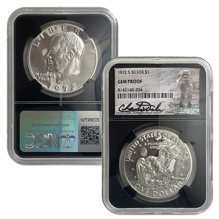 1972-S Silver Eisenhower Charlie Duke signed Gem Proof