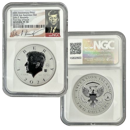 2024 60th Anniversary Reverse Proof 2oz Silver Kennedy