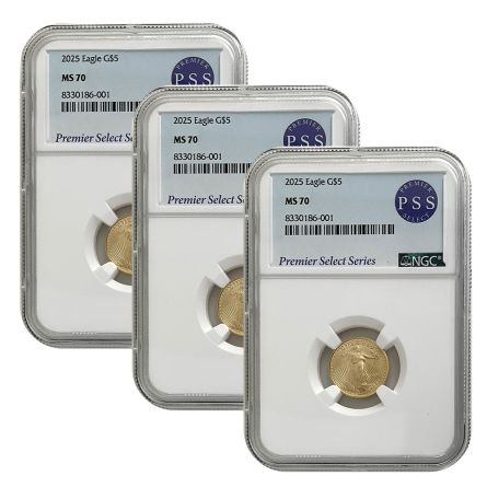 2025 $5 Gold American Eagle x3 - MS70 NGC