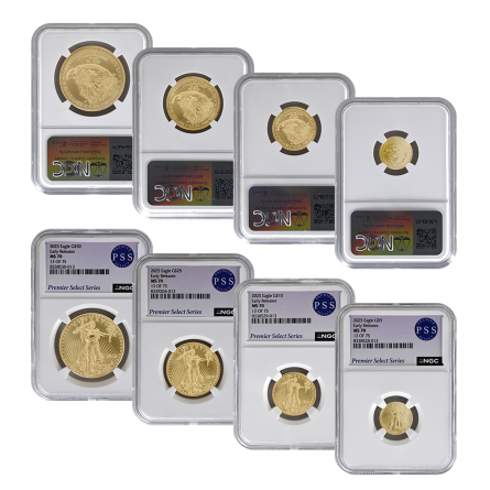 2025 4-Coin Gold Eagle Set Split Pay – MS70