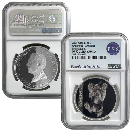 2025 1oz Silver Underlook - Under Dog UHR NGC PF70 Proof