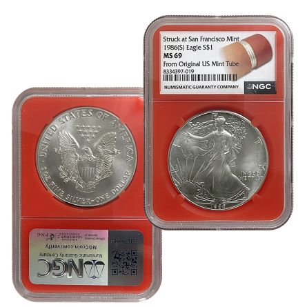 1986 (S) Silver American Eagle – MS69 San Francisco Mint
