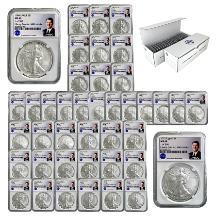 1986-2025 NGC Numbered Silver Eagle Date Run Set - Split Pay
