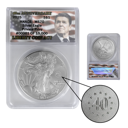 2025 Liberty Coin Act Privy Silver Eagle – MS70