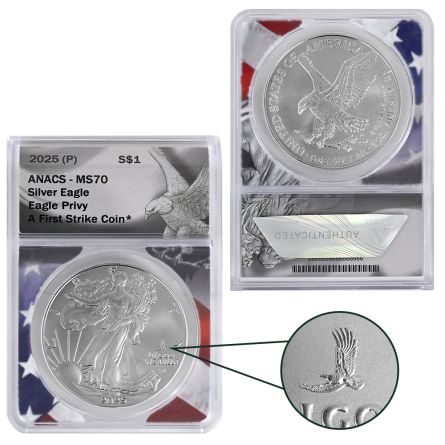 2025 (P) Eagle Privy Silver American Eagle – ANACS MS70