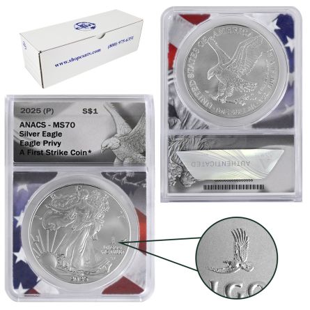 2025 (P) Eagle Privy Silver American Eagle 20-Coin Box – ANACS MS70