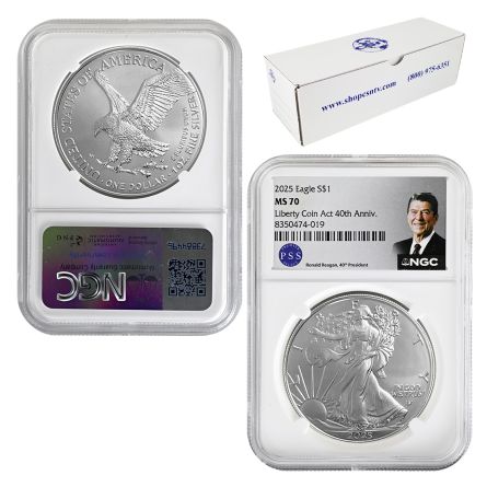 2025 1oz Silver American Eagle NGC – MS70 20-Coin Box