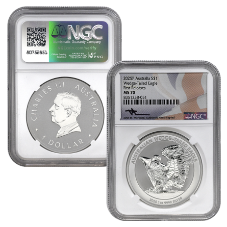 2025 1oz Silver Wedge Tailed Eagle NGC MS70 FR