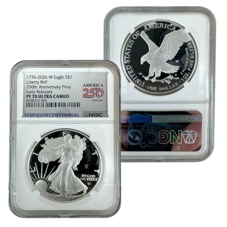 1776-2026-W Proof Silver American Eagle – PF70