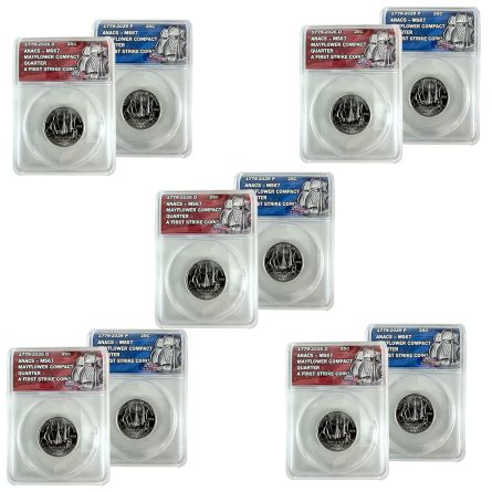 1776-2026 P&D Mint Mayflower Quarter Set x5 – MS67