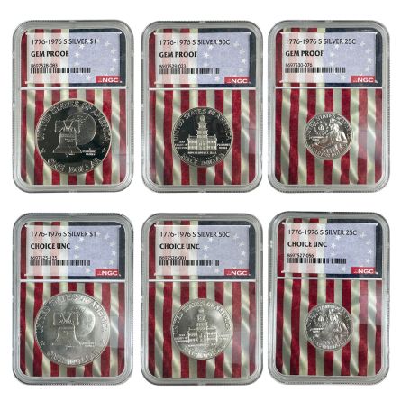 1776-1976 Proof & Mint State Bicentennial 6-Coin Set