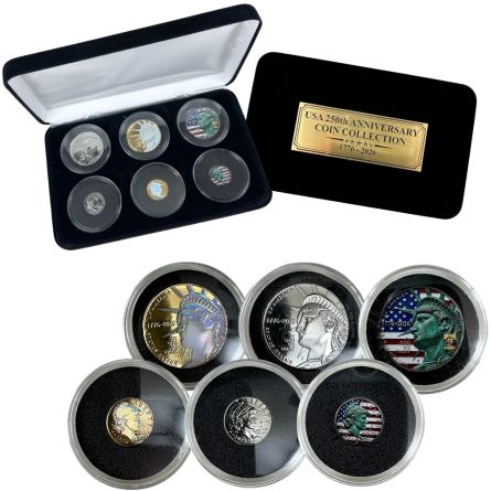 USA 250th Anniversary Platinum, Gold & Colorized 6 Coin Set