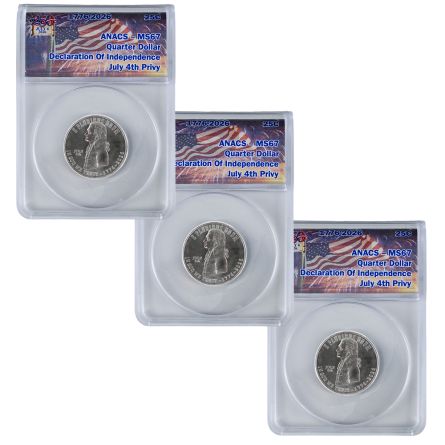 2026 JULY 4th Privy Mark Declaration of Independence Quarter x3