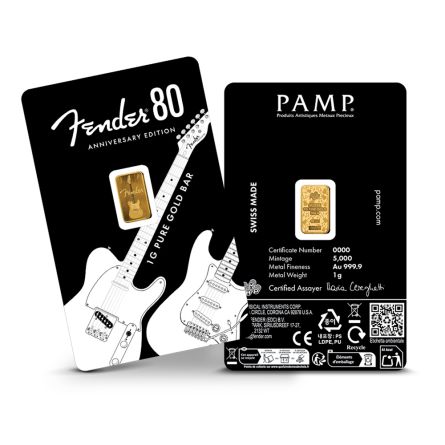 1G GOLD BAR - PAMP FENDER 80TH ANNIVERSARY EDITION
