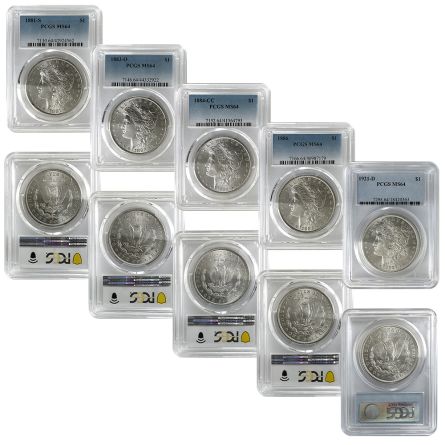 PDSOCC Morgan Dollar Mint Mark Set PCGS - MS64