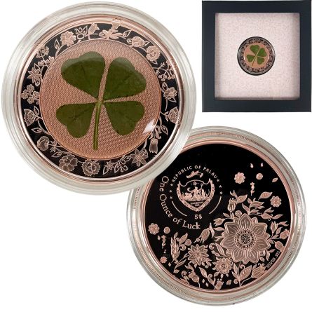 2022 4 Leaf Clover Red Gold Plated 1oz Silver Proof