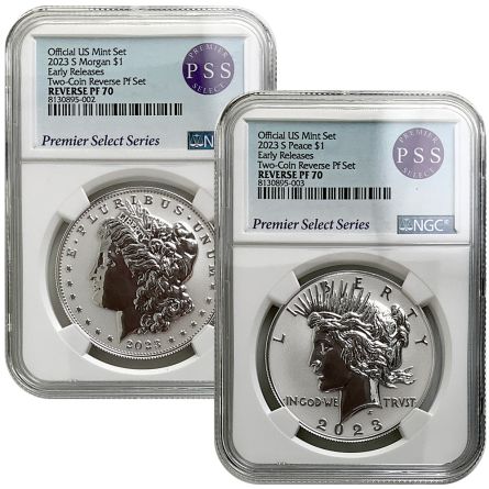 2023-S Reverse Proof Morgan & Peace Dollar Set – NGC RP70