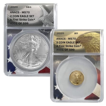 2025 Silver Eagle & $5 Gold Eagle - MS70 Numbered Pair