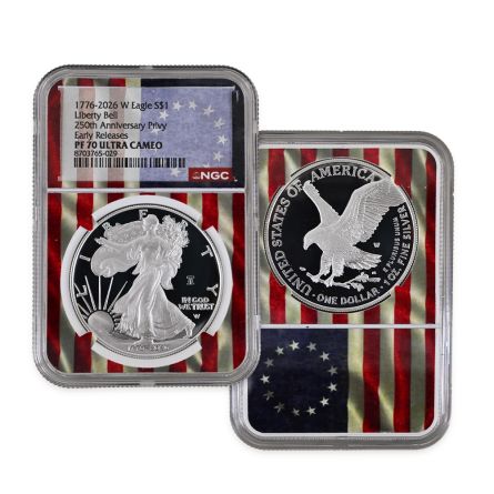 1776-2026-W Silver Eagle NGC PF70 ER Betsy Ross Flag Core