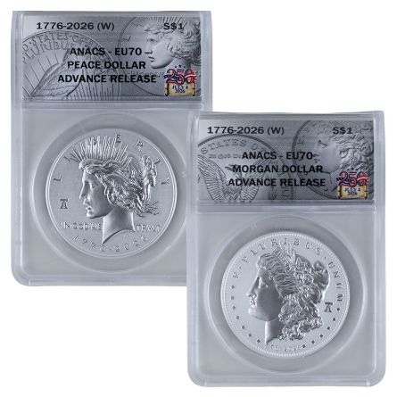 1776–2026 ENHANCED UNCIRCULATED MORGAN & PEACE SILVER DOLLAR SET