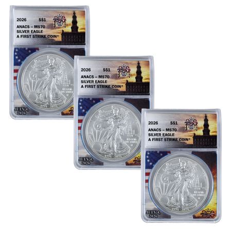1776-2026 Silver Eagle Overstrike Independence Hall Privy x3 