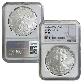 2024-W Burnished Silver Eagle NGC MS70 Brown Label | US Coins