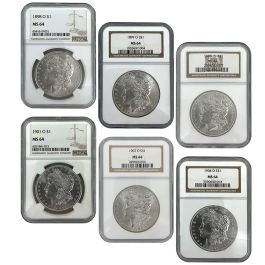 1898 - 1904 O Mint Morgan Dollar 6 Piece NGC Set - MS64 | US Coins