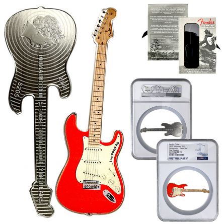 2022 $2 Fender Stratocaster Guitar Silver Coin – Fiesta Red