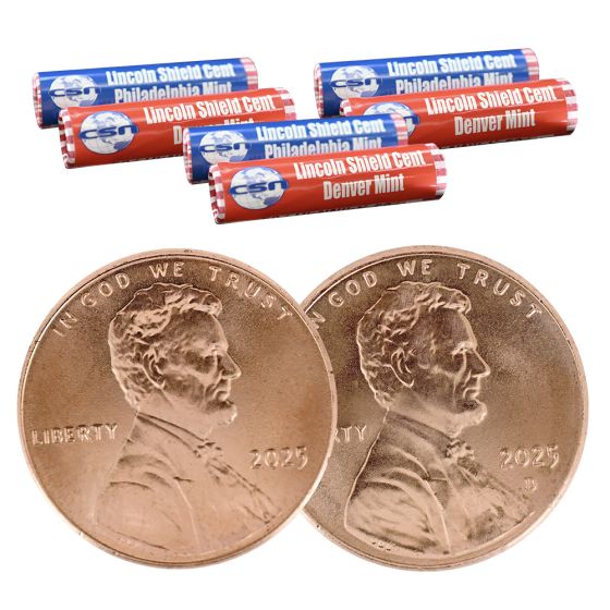 thumbnail image 2 of 2025 Philadelphia Lincoln Shield Cent Uncirculated Single Rolls – Zinc/Copper 2 of 3