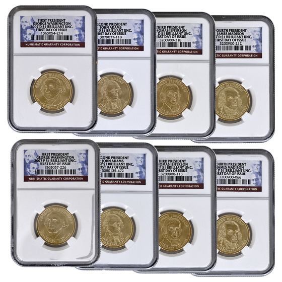 2007-P&D Presidential Dollars NGC First Day of Issue Set | US