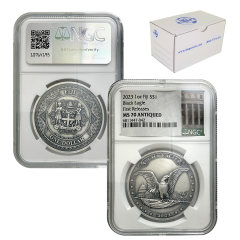 2023 Fiji Black Eagle 1oz Silver Antiqued NGC MS70 FR 10-Coin Box