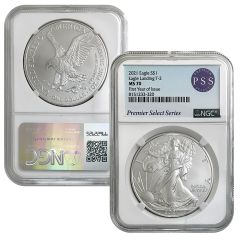 2021 1st Year of Issue Type 2 Silver Eagle - MS70 PSS x20