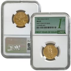 1986 First Year of Issue $10 Gold Eagle - NGC MS69