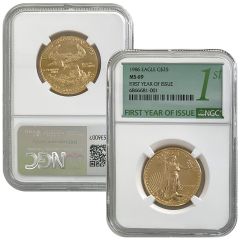 1986 First Year of Issue $25 Gold Eagle - NGC MS69