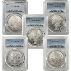 1878 - 1882 S Mint Morgan Dollar 5 Piece PCGS Set - MS64
