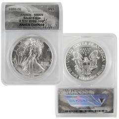 1986 1st Year of Issue Silver Eagle – MS69