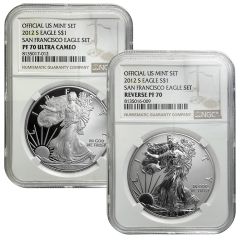 2012-S 75th Anniversary Silver Eagle 2 Coin Set