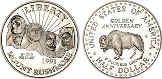 1991 Mt Rushmore half dollar