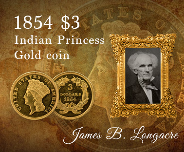 1854 $3 Indian Princess Gold coin
